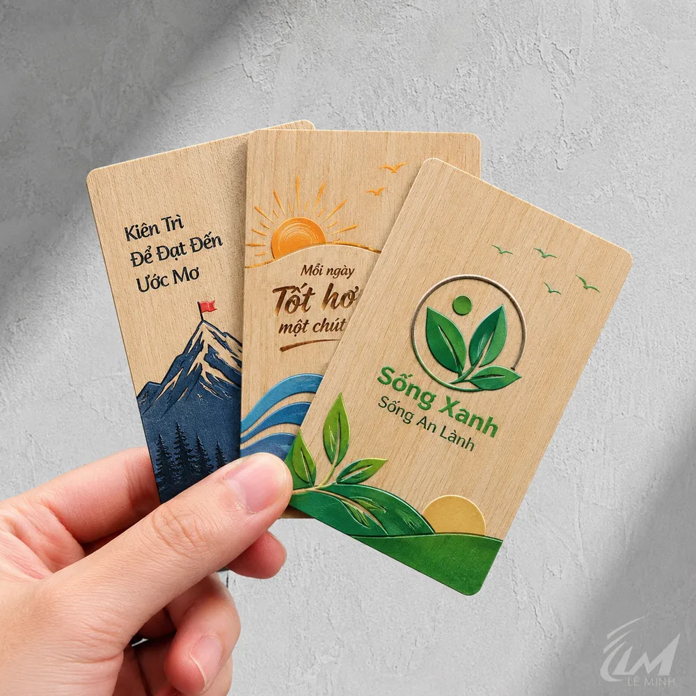 Thẻ gỗ in UV nổi theo yêu cầu